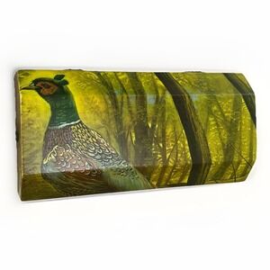 Vintage Decoupage Box w Pheasant Hunting Theme 1970s Signed Man Cave Decor Gift